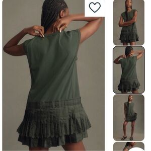 Anthropologie Daily Practice Solid Set Mini Dress Emerald Green Small NWT